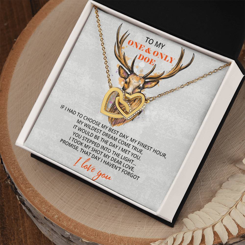 To My Trophy Doe Necklace For Wife Hunting Gift Wife From Husband Gift From Hunter Anniversary Gift For Her Birthday Gift Hunter Wife Interlocking Hearts Necklace