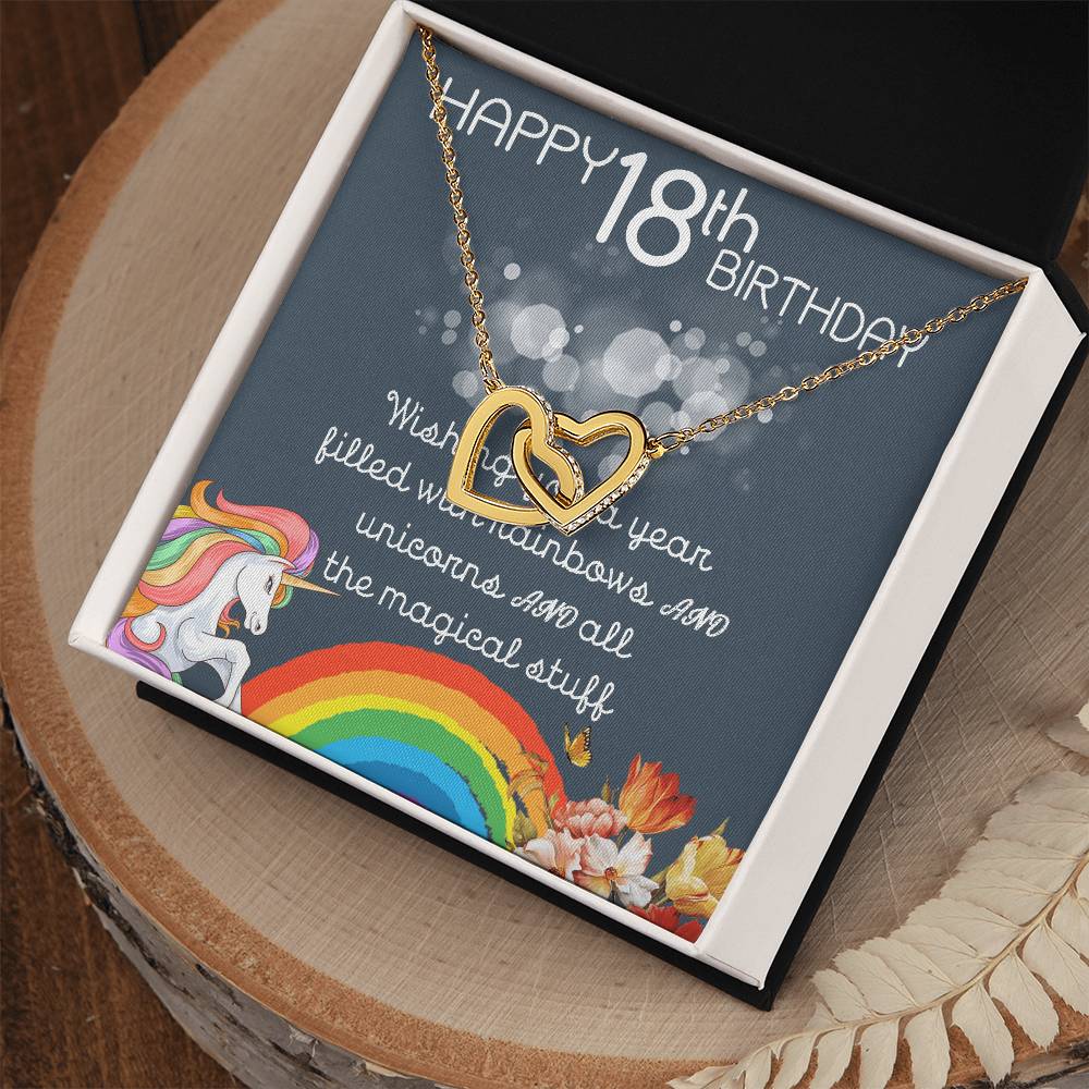18Th Birthday Necklace Gifts For Girls Cute Unicorn 18 Years Old Girl Jewelry Gift For Daughter Niece Interlocking Necklace Xu246Il11 Interlocking Hearts Necklace