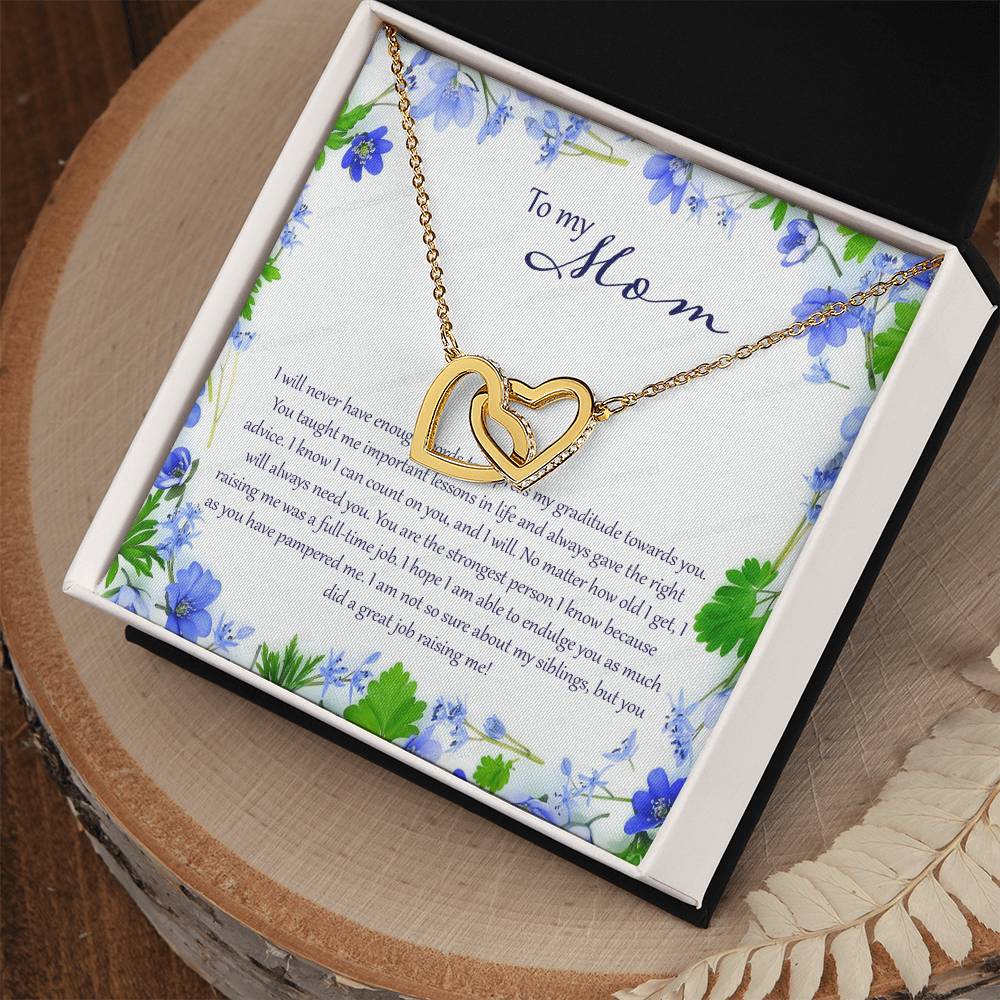 To My Mom I Will Never Have Enough Words Interlocking Hearts Necklace
