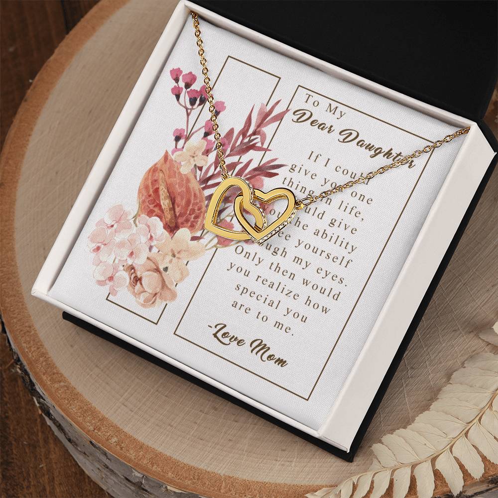 To My Daughter - Through My Eyes - Necklace Interlocking Hearts Necklace