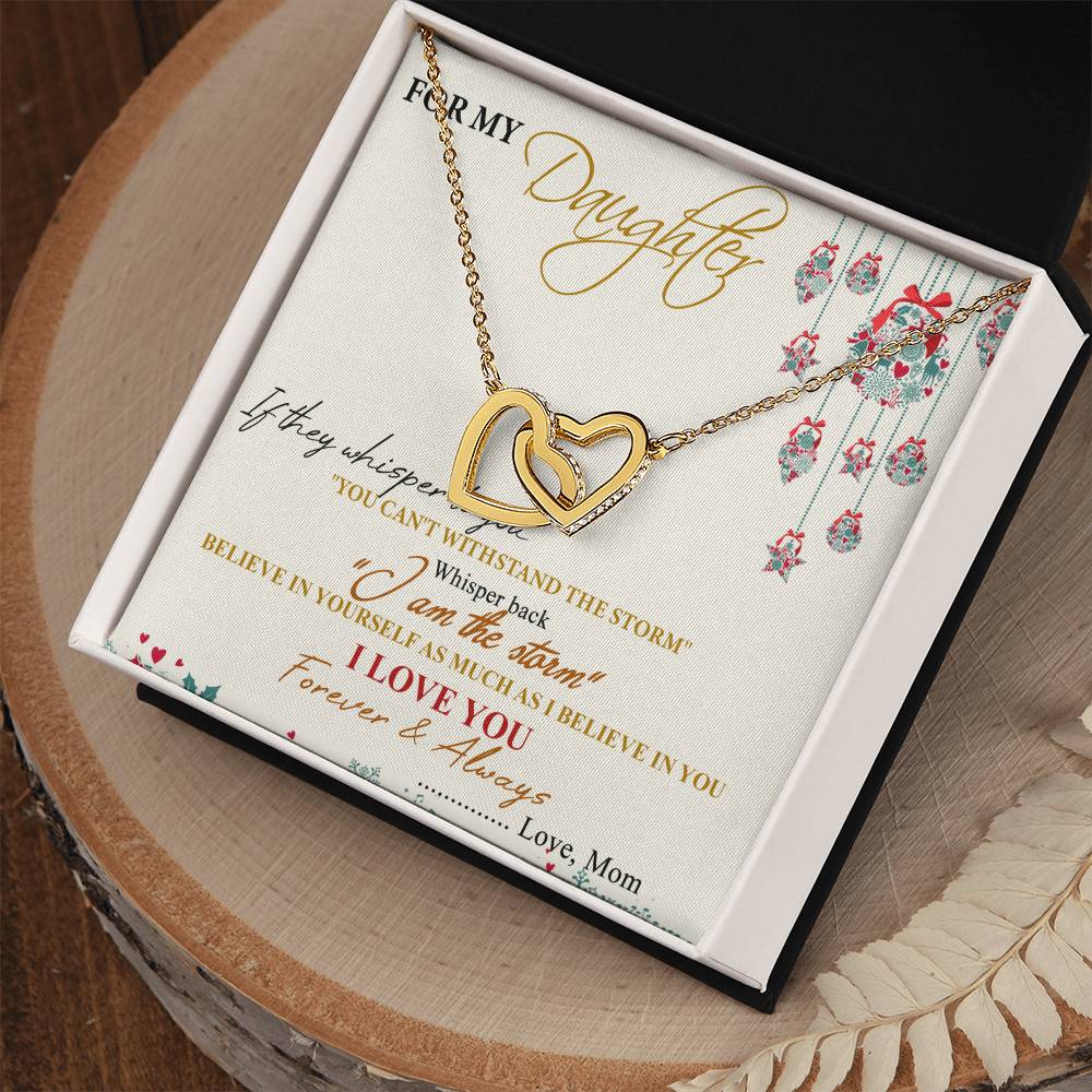 For My Daughter Interlocking Hearts Necklace Message Card