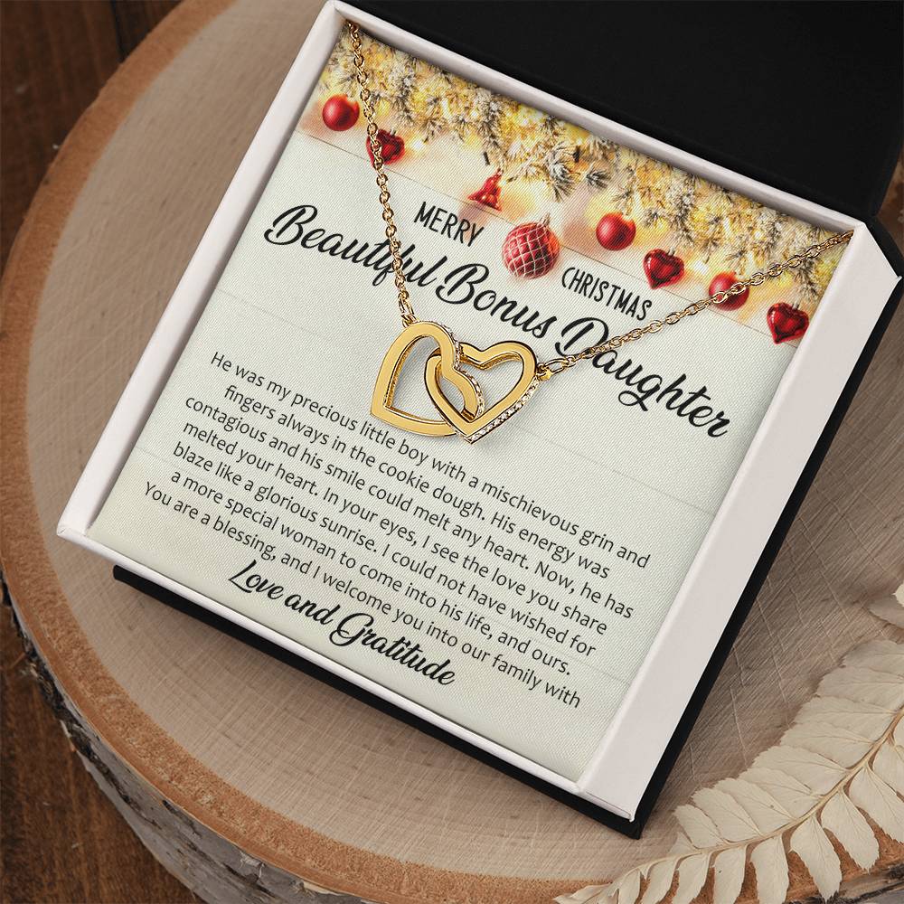 I Welcome You Into Our Fammily Interlocking Hearts Necklace