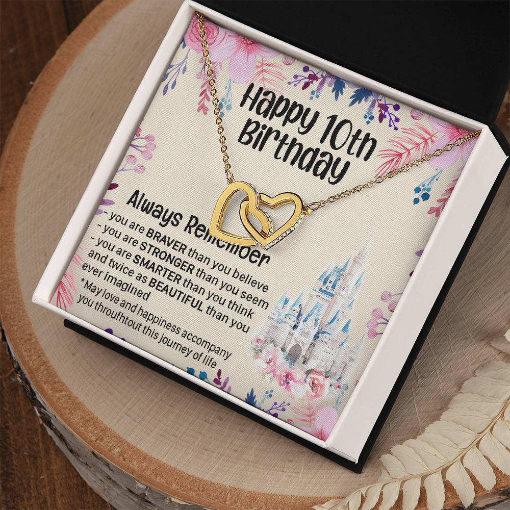 Happy 10Th Birthday Gift For Daughter Gift For 10 Years Old Birthday Teen Girl Daughter Necklace Gift Interlocking Hearts Necklace