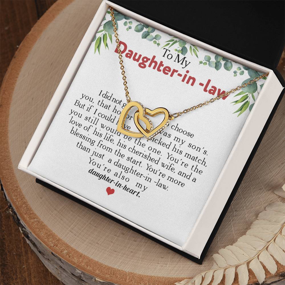 To My Daughter-In-Law You'Re Also My Daughter In Heart Interlocking Hearts Necklace