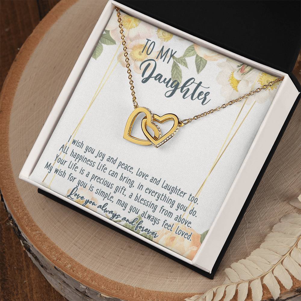 To My Daughter Interlocking Hearts Necklace Message Card