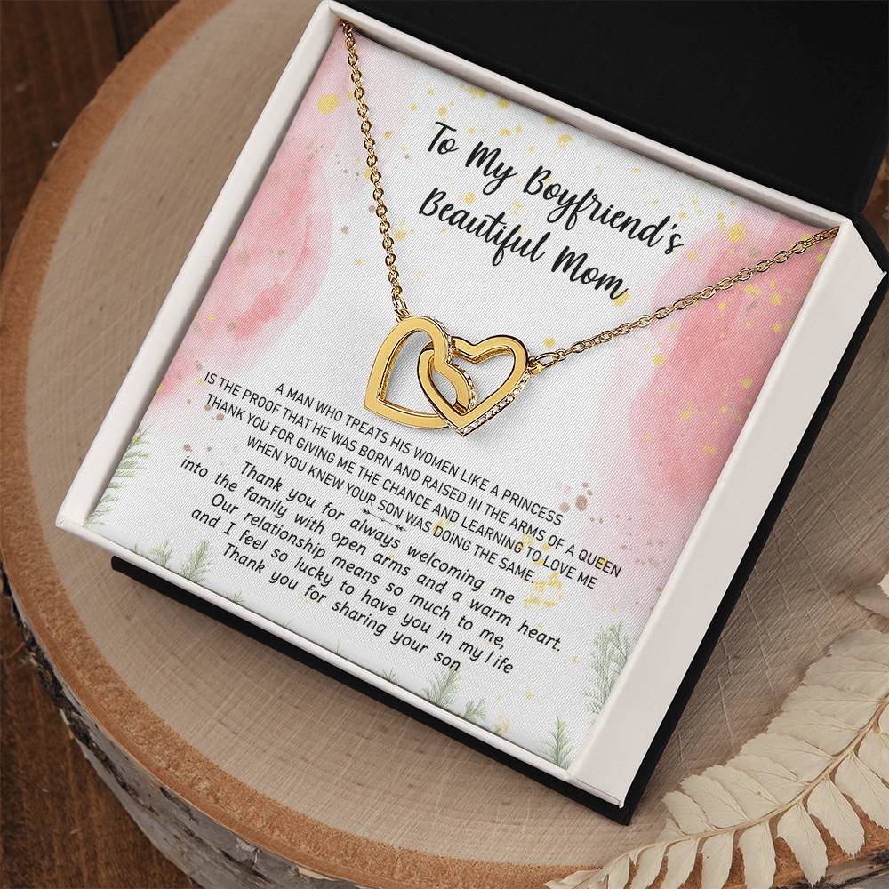 Gift For Boyfriend'S Mom - The Arms Of A Queen 2 - Interlocking Interlocking Hearts Necklace