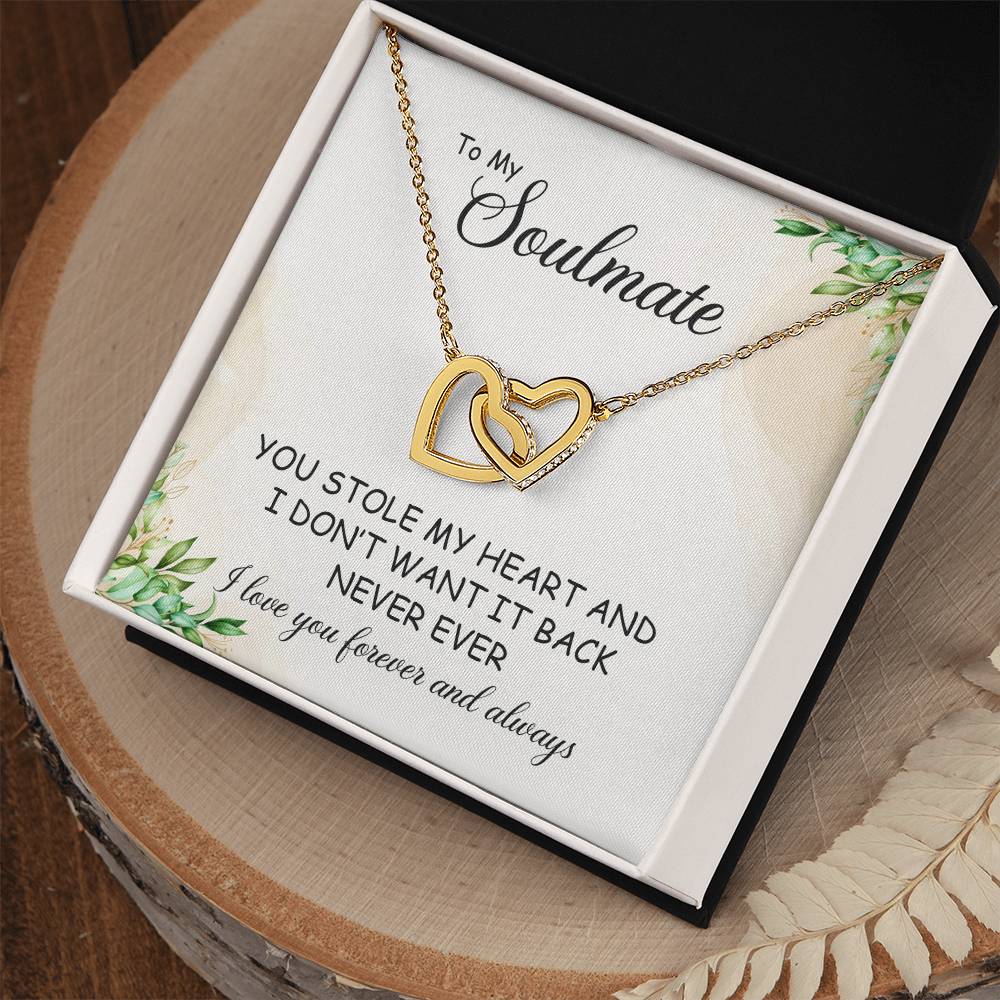 To My Wonderful Wife - Love From Soulmate - Love For Partner Interlocking Hearts Necklace