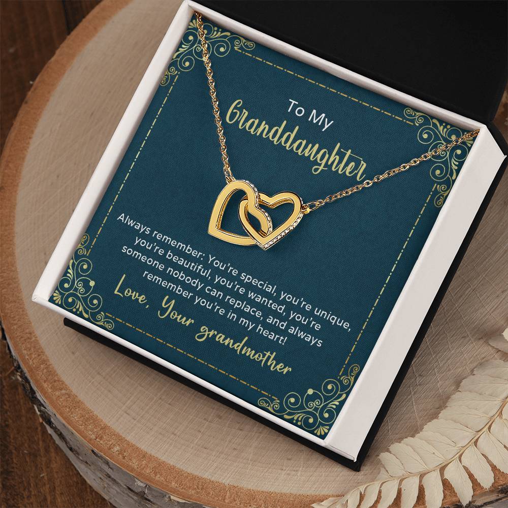 Nobody Can Replace My Granddaughter Heart Necklace Interlocking Hearts Necklace