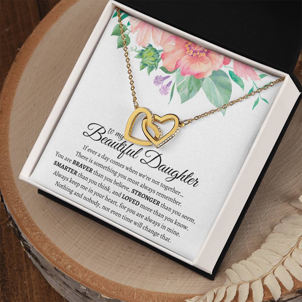 To My Beautiful Daughter - Luxurious Infinity Cube - So88 Interlocking Hearts Necklace