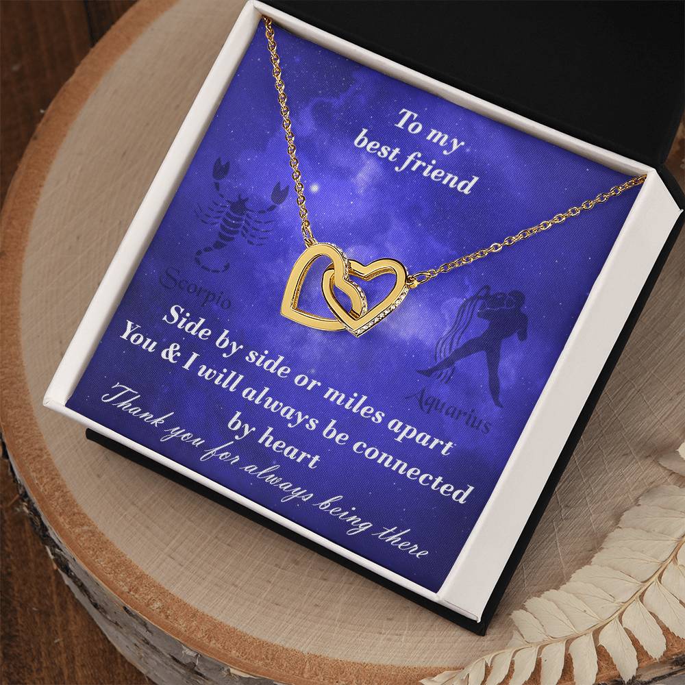 Sagittarius To Aquarius Best Friend Interlocked Hearts Necklace Interlocking Hearts Necklace