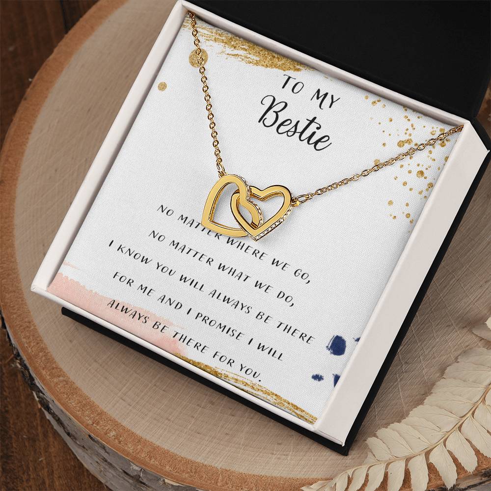 To My Bestie I Laugh A Little Louder Because Of You Interlocking Hearts Necklace