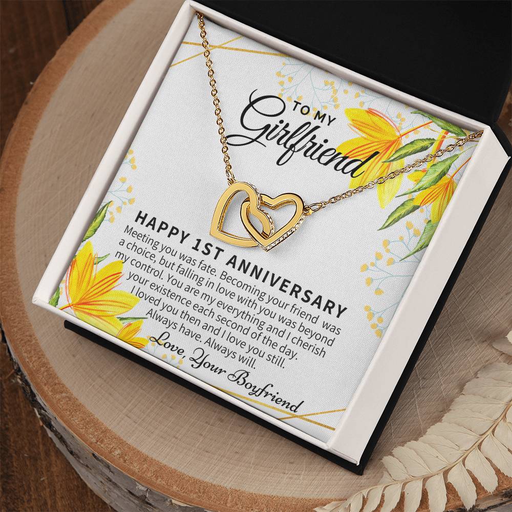 1St Anniversary Gift For Girlfriend Personalized Anniversary Gift One Year Anniversary Gifts 1 Year Anniversary Gift For Girlfriend Interlocking Hearts Necklace