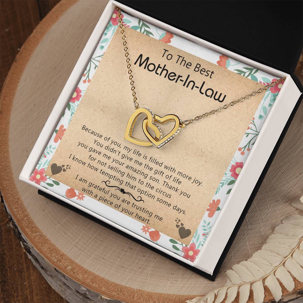 Gift For Mother-In-Law - My Life Is Filled With More Joy - Interlocking Interlocking Hearts Necklace