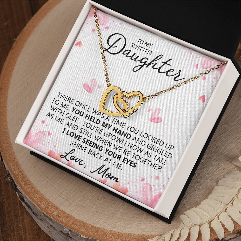 To My Daughter - You Are My Heart - Unique Heart Bonding Necklace Gift Set Interlocking Hearts Necklace