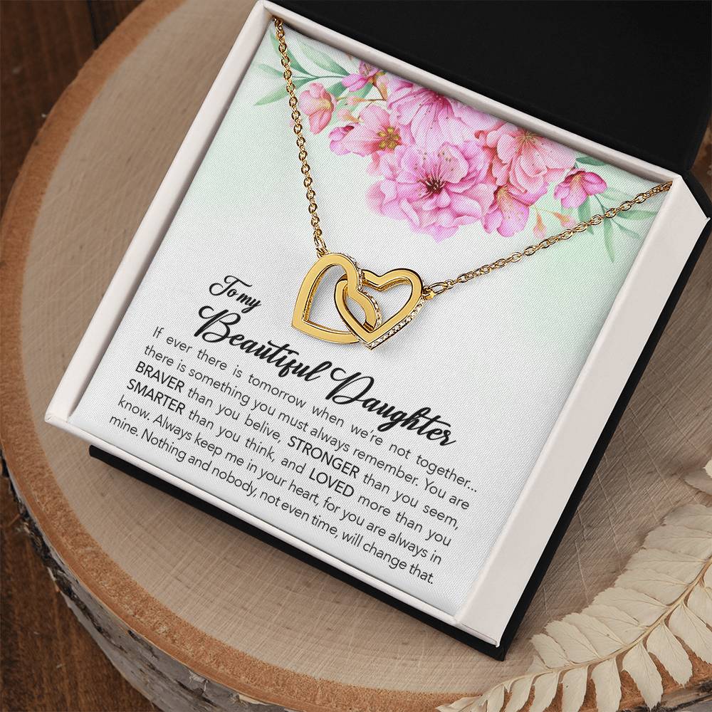 To My Granddaughter - Braver Stronger Smarter - Necklace Interlocking Hearts Necklace