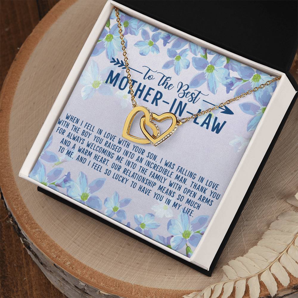 To The Best Mother-In-Law Interlocking Hearts Necklace