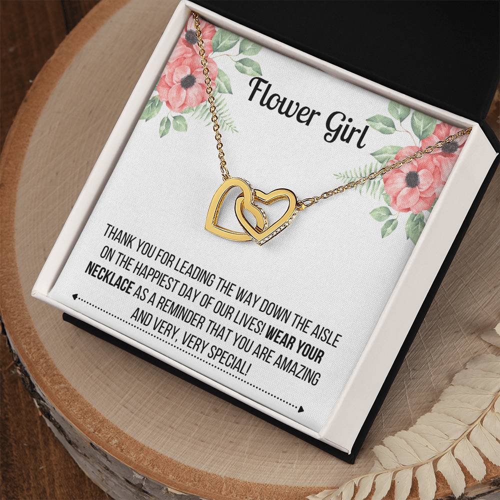 Flower Girl Necklace - Bridesmaid Necklace Interlocking Hearts Necklace