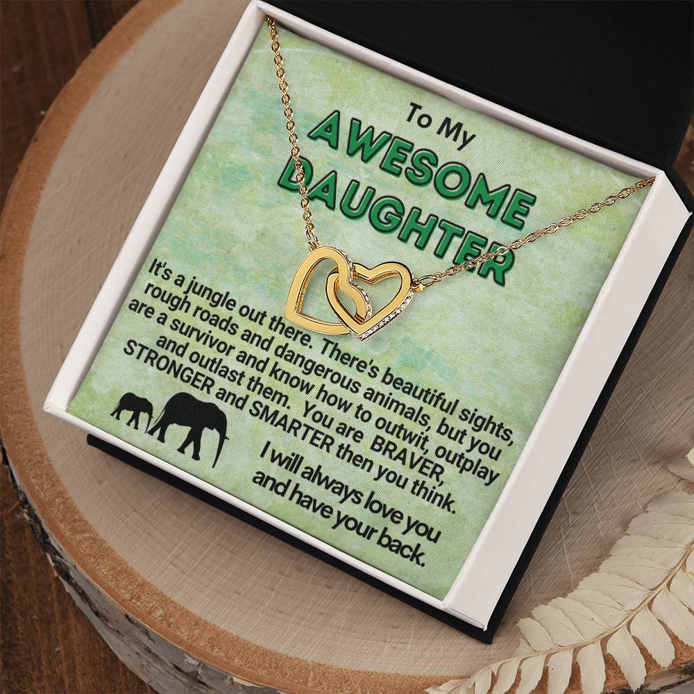 Awesome Daughter Linked Hearts Necklace Gift From Mom Or Dad Interlocking Hearts Necklace