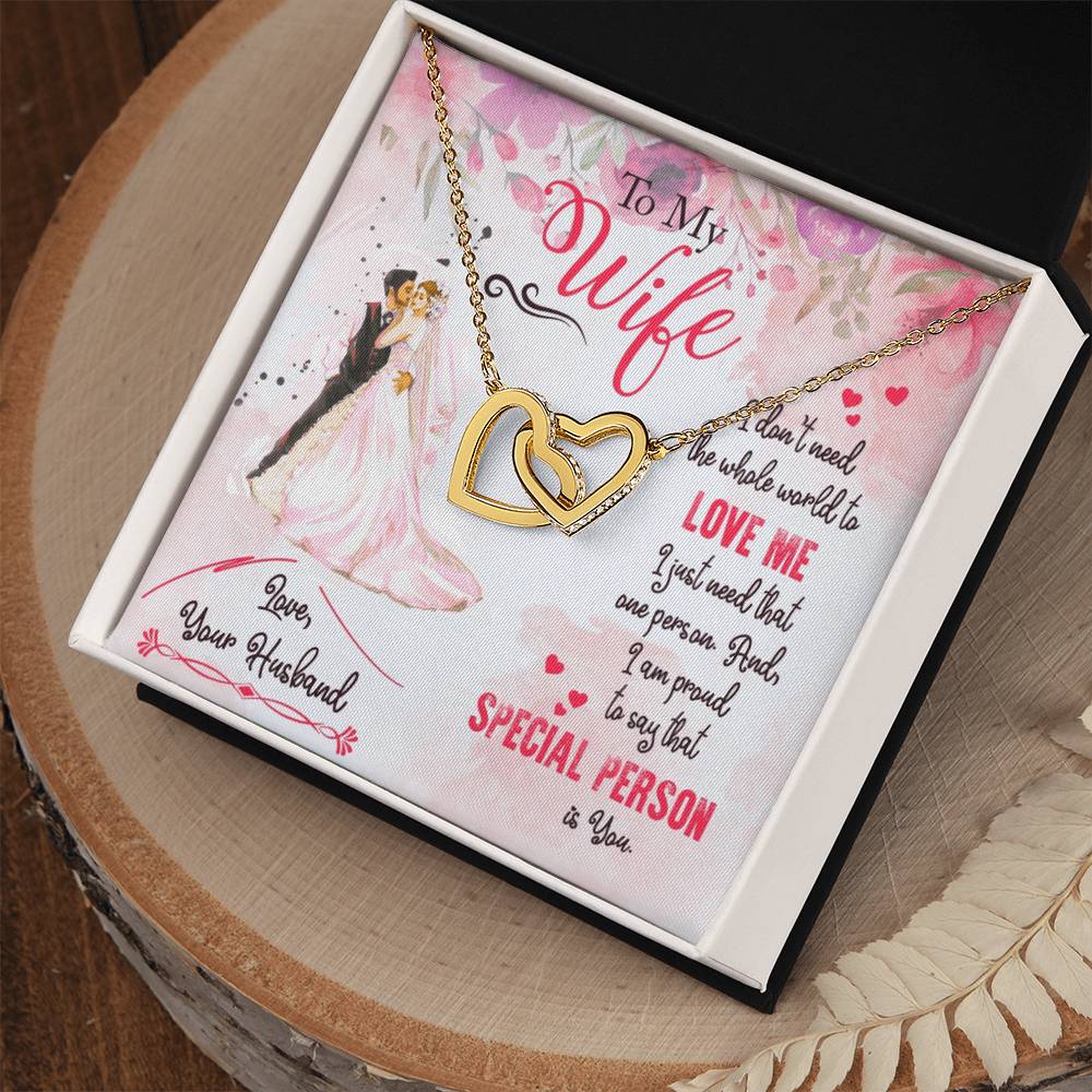 To My Wife Interlocking Hearts Necklace