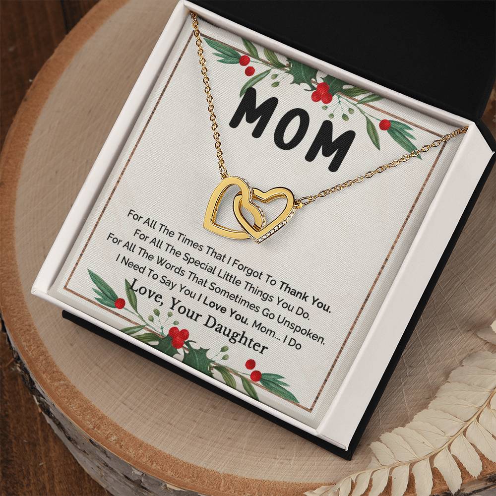 To Mom - I Love You Interlocking Heart Necklace Interlocking Hearts Necklace