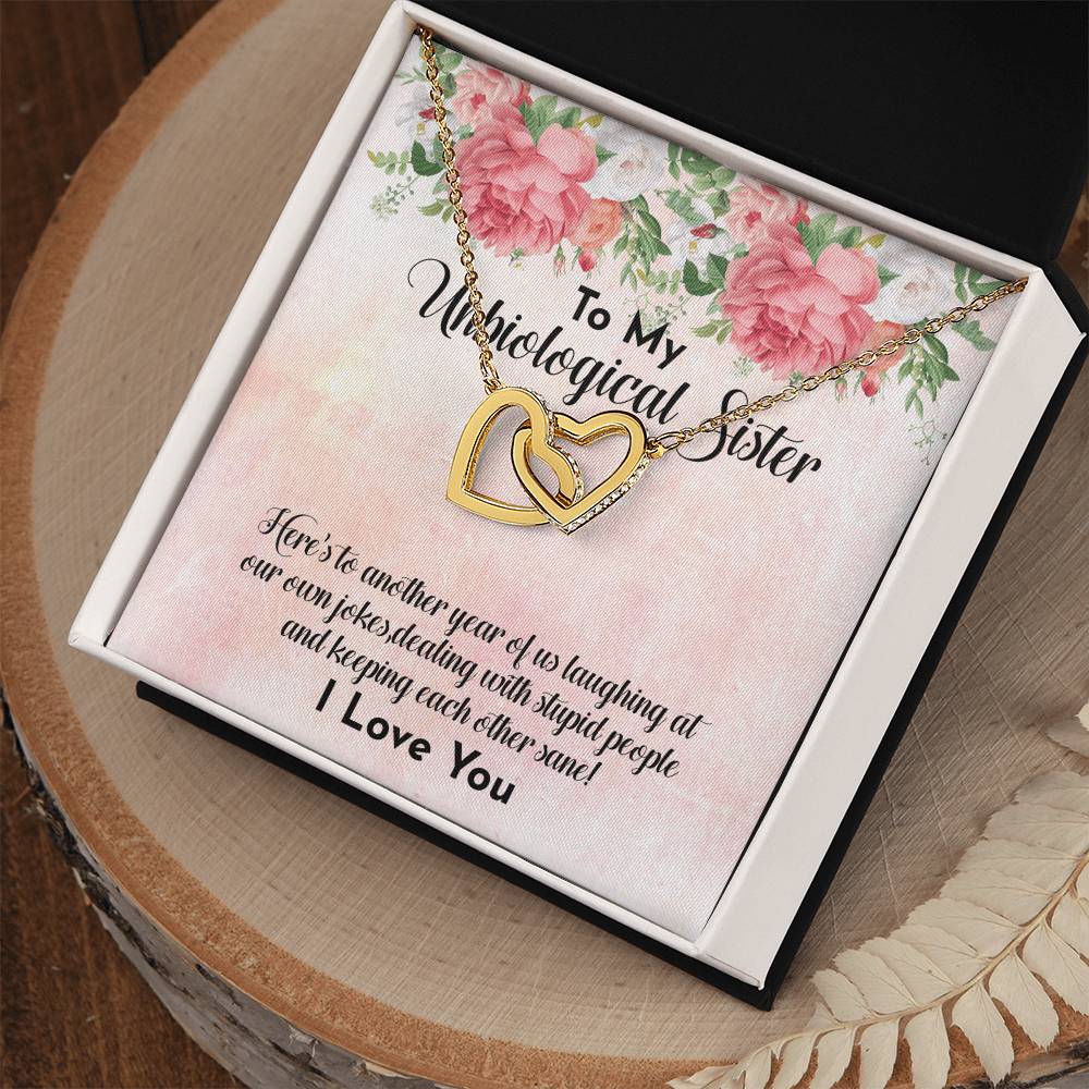 Unbiological Sister Necklace - Soul Sister - Sorority Sister - Sister In Law Necklace - Step Sister Gift - Sister Necklace Interlocking Hearts Necklace