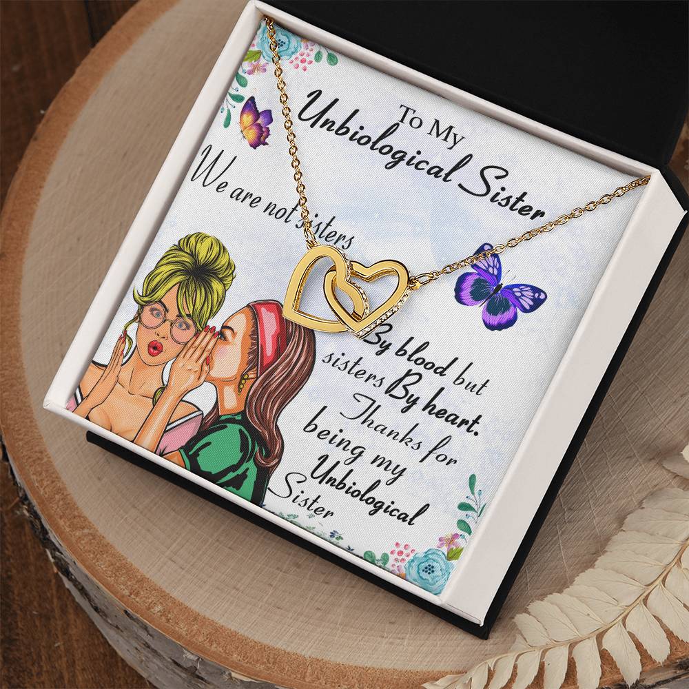 To My Unbiological Sister Necklace Interlocking Hearts Necklace