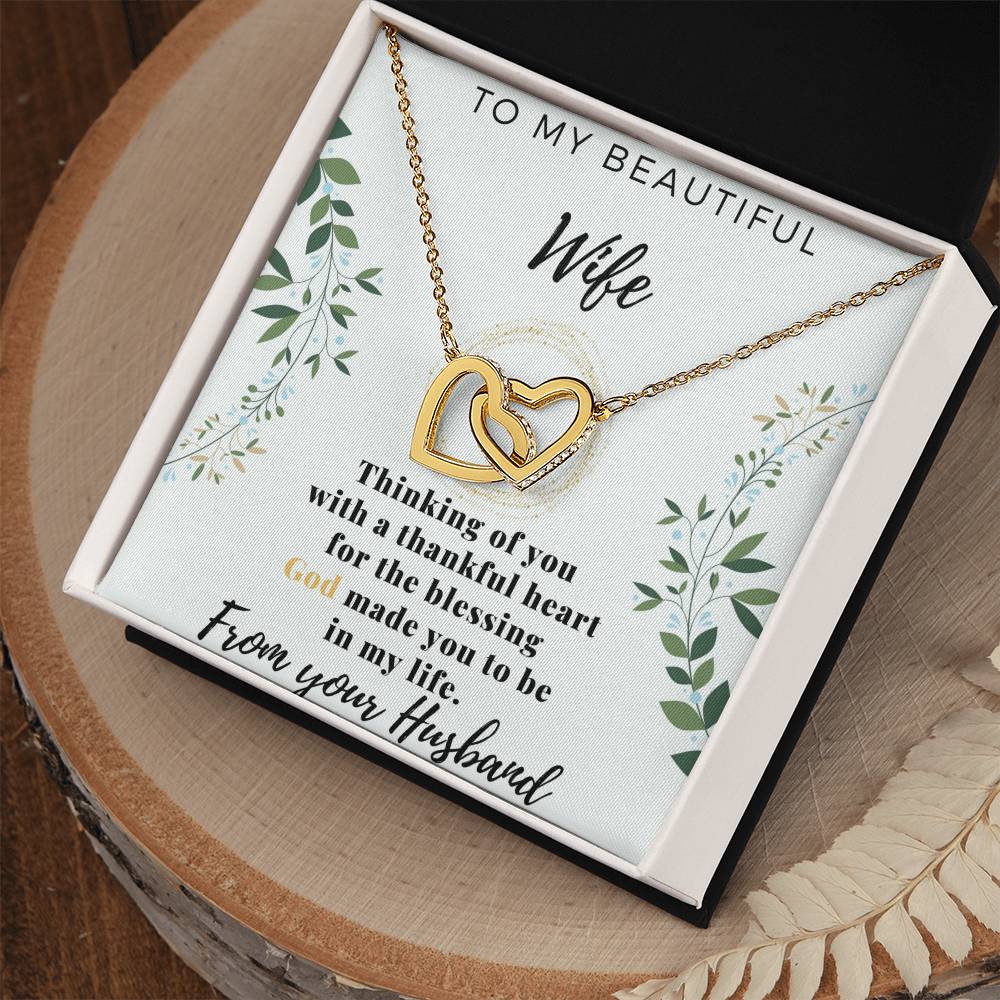 Gift For Wife From Husband Interlocking Hearts Necklace