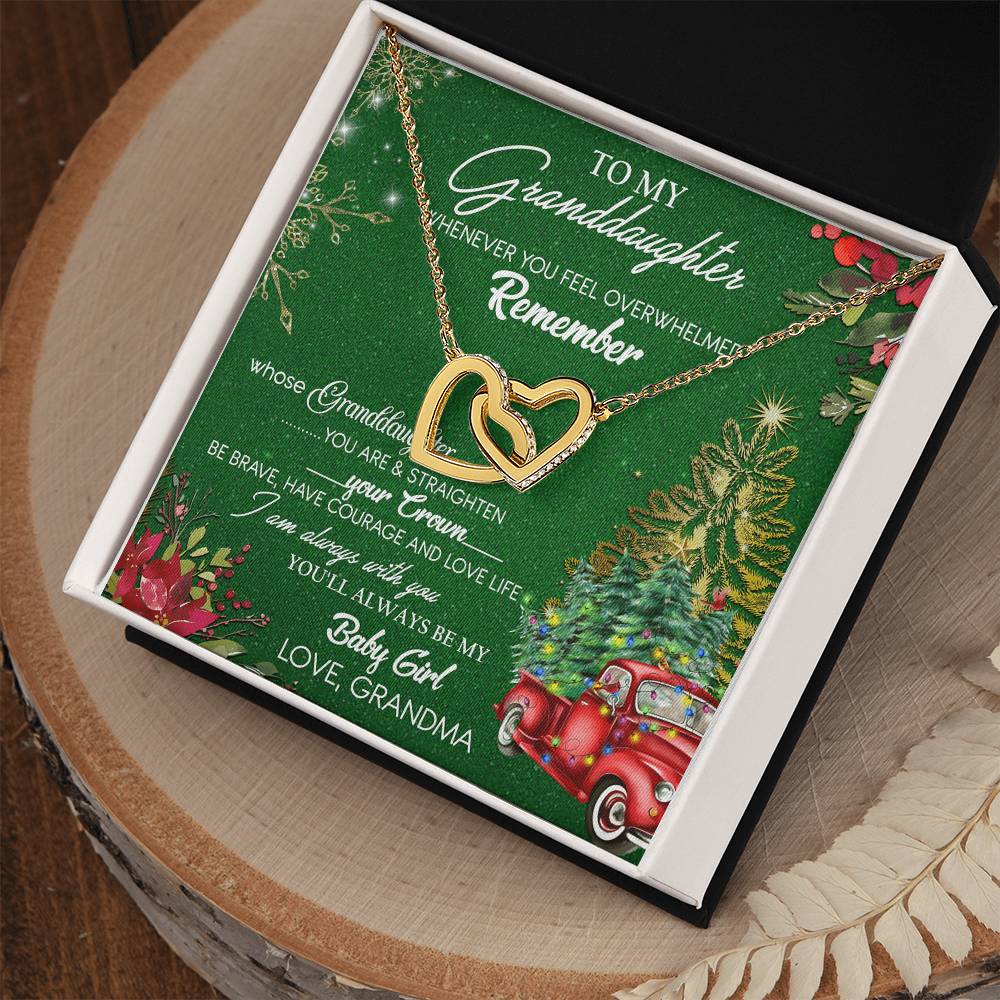 To My Granddaughter My Baby Girl Interlocking Hearts Necklace Christmas Message Card