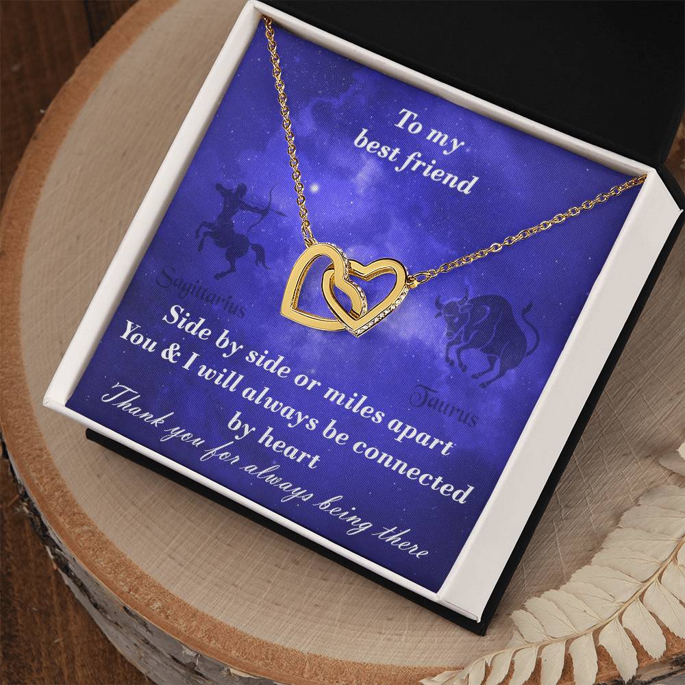 Sagittarius To Taurus Best Friend Interlocked Hearts Necklace Interlocking Hearts Necklace