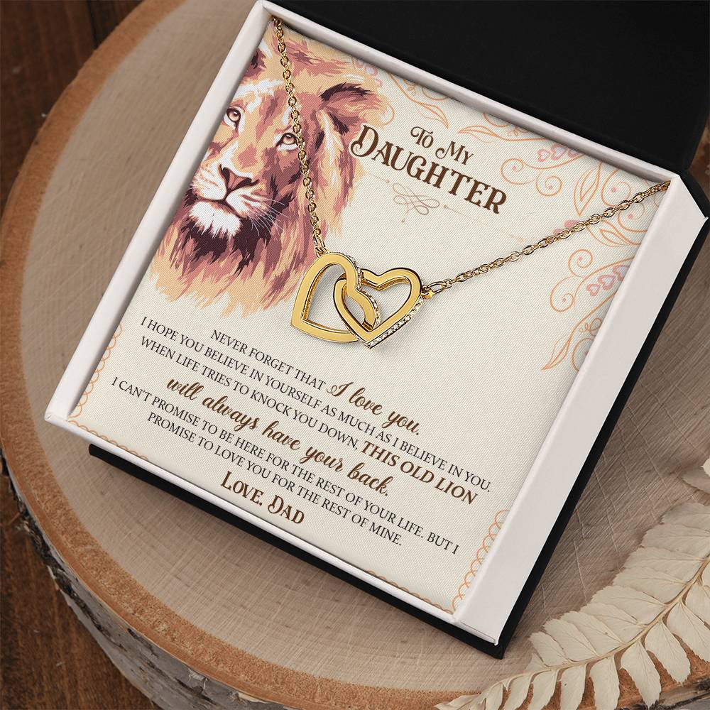 To My Daughter - This Old Lion - Necklace Interlocking Hearts Necklace