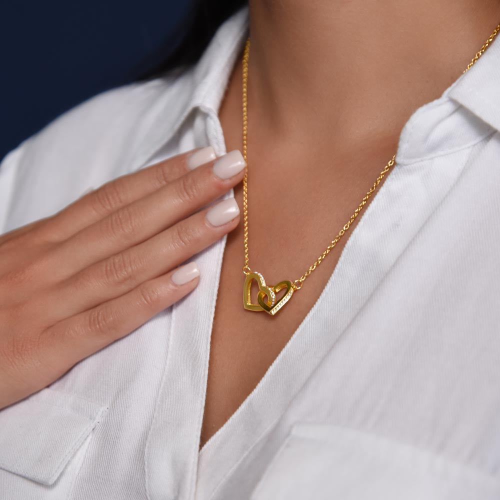 To My Daughter Interlocking Hearts Necklace Birthday Gift Message Card