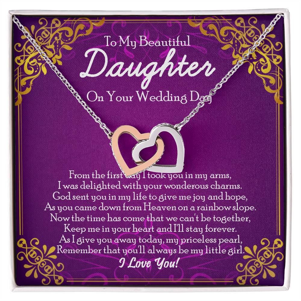 Interlocking Heart Necklace Daughter Wedding Day Gift From Momdad Mother To Bride Gift Jewelry Gift From Father Interlocking Hearts Necklace
