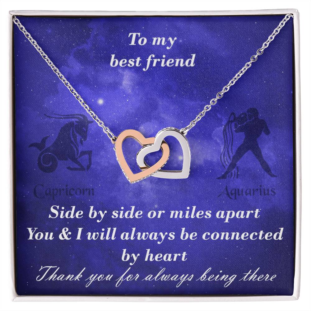 Capricorn To Aquarius Best Friend Interlocked Hearts Necklace Interlocking Hearts Necklace