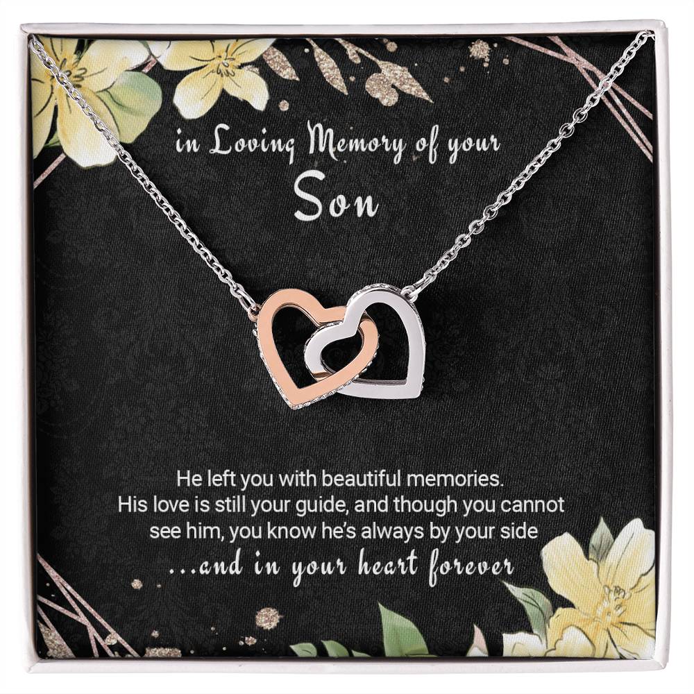 Loss Of Son Gift Son Memorial Necklace Twin Hearts Interlocking Hearts Necklace