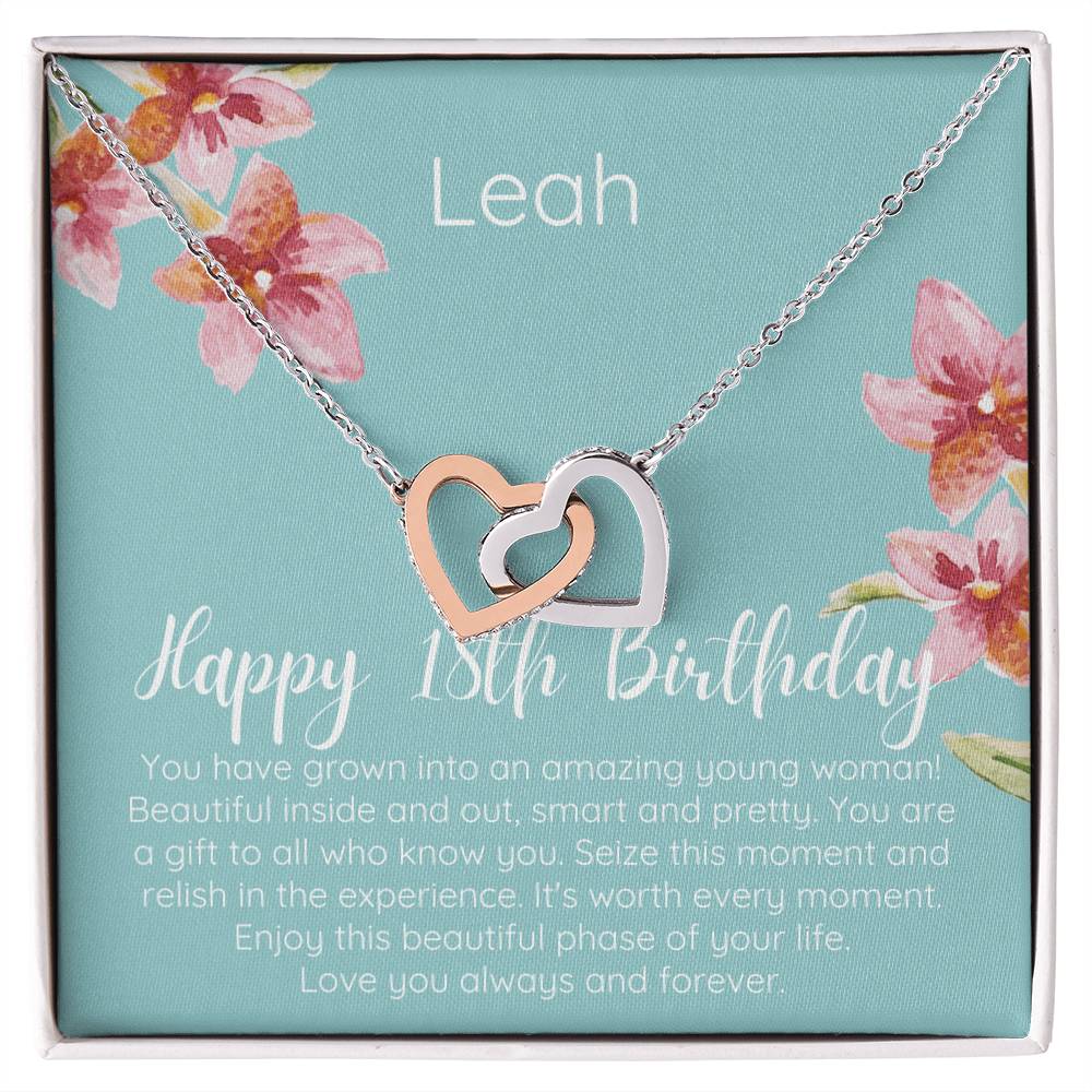 Personalized Happy 18Th Birthday Interlocked Hearts Necklace Interlocking Hearts Necklace