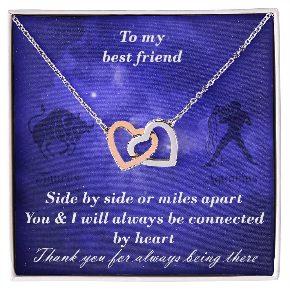 Taurus To Aquarius Best Friend Interlocked Hearts Necklace Interlocking Hearts Necklace