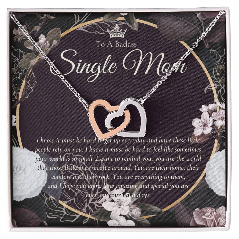 Single Mom Gift Mothers Day Gift Present For Single Mother Super Mom Necklace Gift For Single Mother Jewelry For Mom Interlocking Hearts Necklace