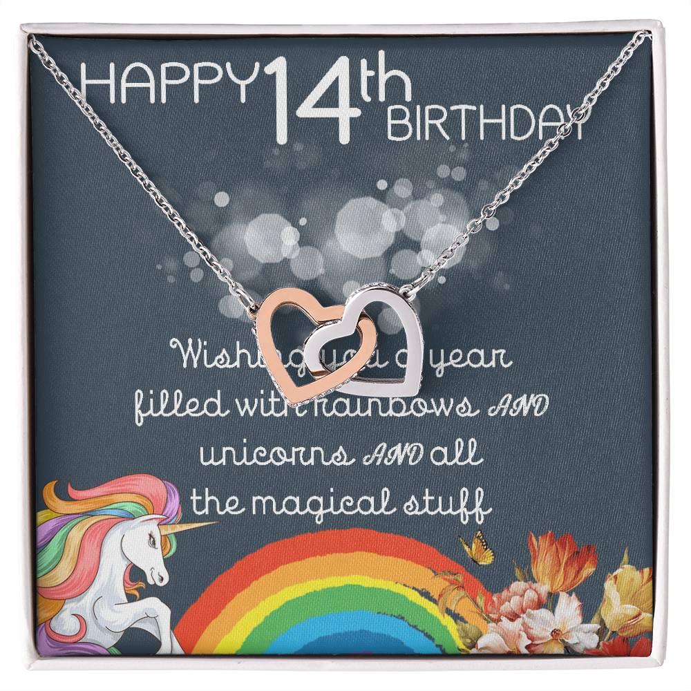 14Th Birthday Necklace Gifts For Girls Cute Unicorn 14 Years Old Girl Jewelry Gift For Daughter Niece Interlocking Necklace Xu246Il07 Interlocking Hearts Necklace