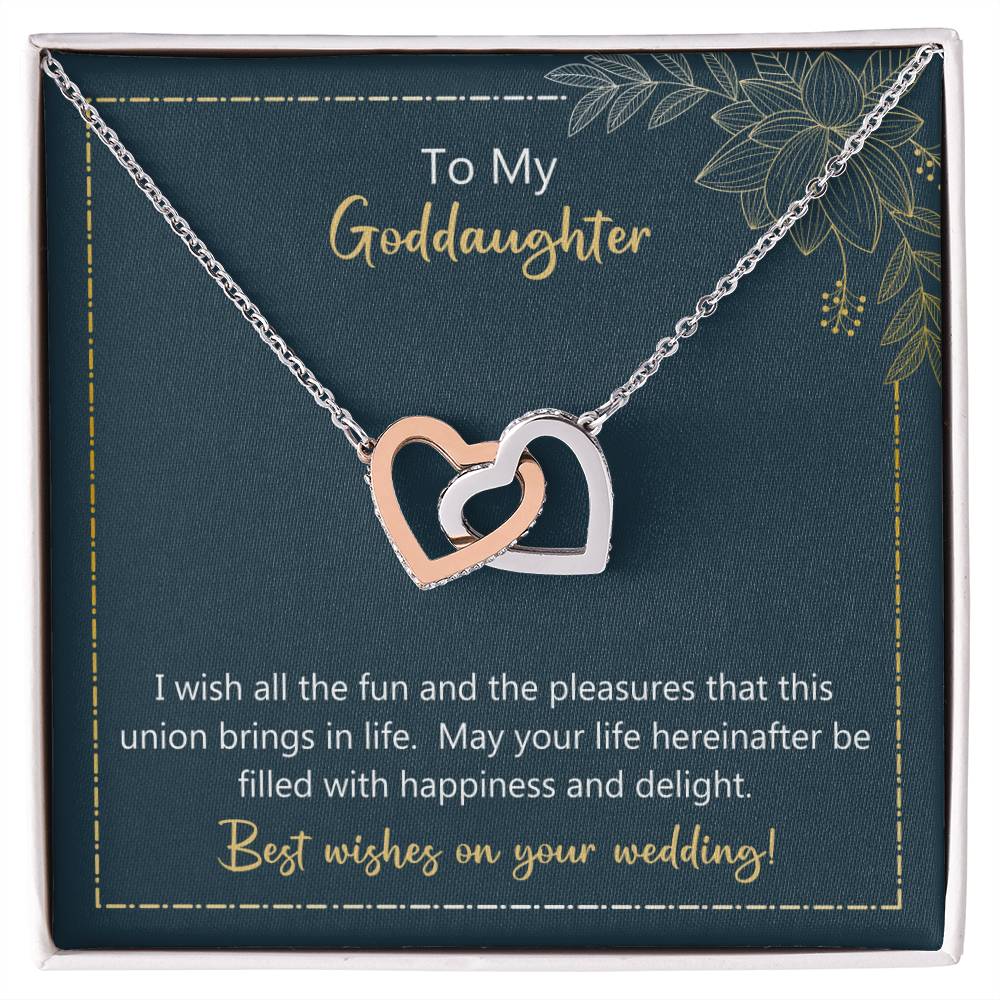 To My Goddaughter May Your Life Filled With Happiness And Delight Necklace Interlocking Hearts Necklace