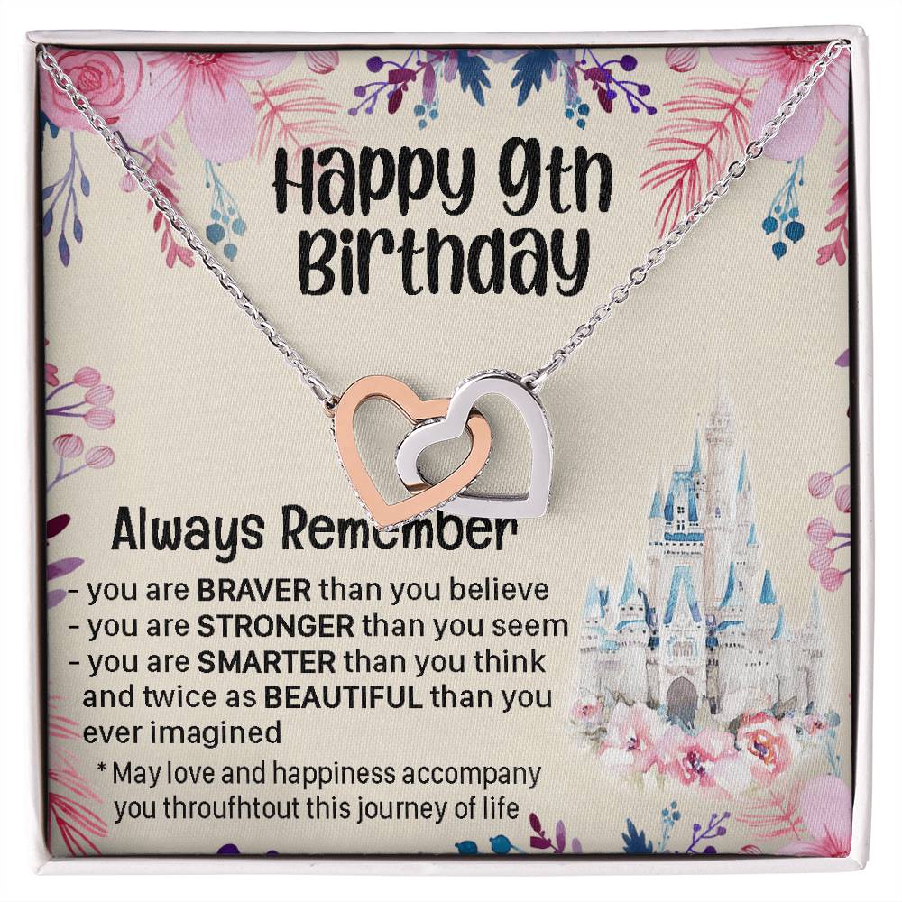 Happy 9Th Birthday Gift For Daughter Gift For 9 Years Old Birthday Teen Girl Daughter Necklace Gift Interlocking Hearts Necklace