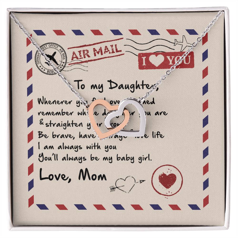 Gift For Daughter - Always Be My Baby Girl - The Interlocking Heart Necklace Interlocking Hearts Necklace