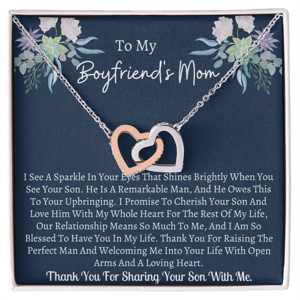 Gift For Boyfriends Mom Interlocking Hearts Necklace
