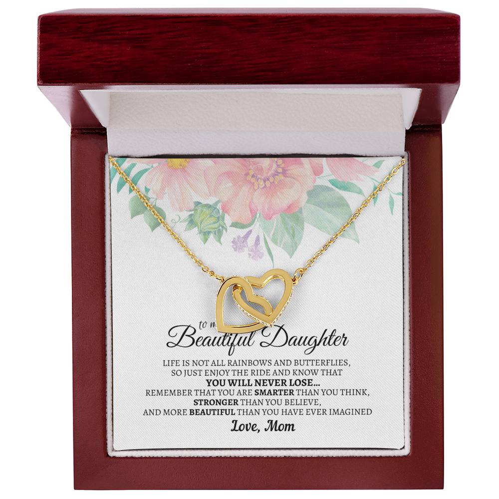 To My Beautiful Daughter - Luxurious Interlocking Hearts Cube - So91 Interlocking Hearts Necklace