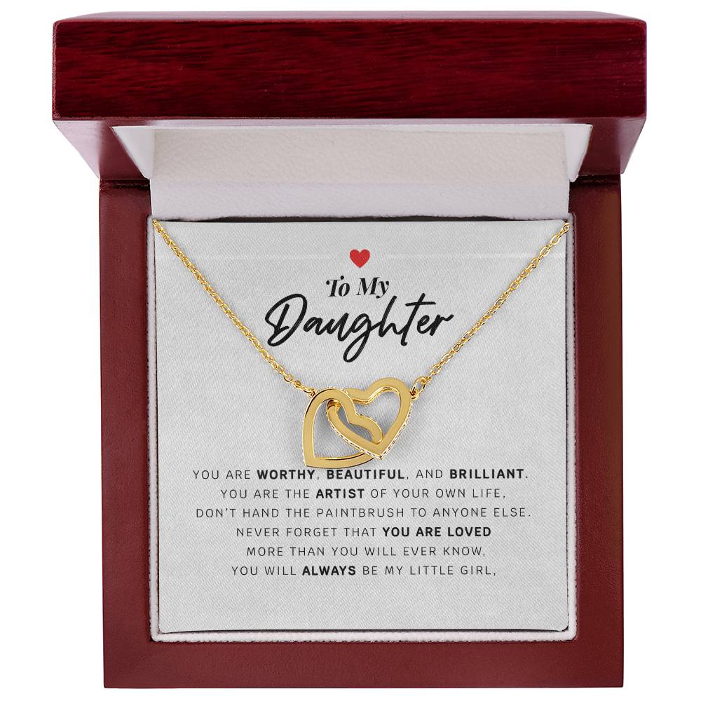 Daughter Necklace Gift Hearts From Mom Dad To Our Dear Daughter Present For Christmas Birthday Jewelry From Parents Interlocking Hearts Necklace