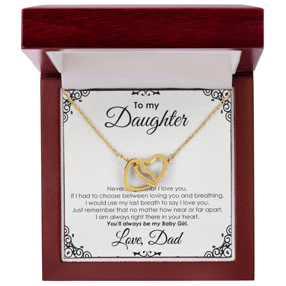 To My Daughter - Interlocking Heart Necklace Interlocking Hearts Necklace