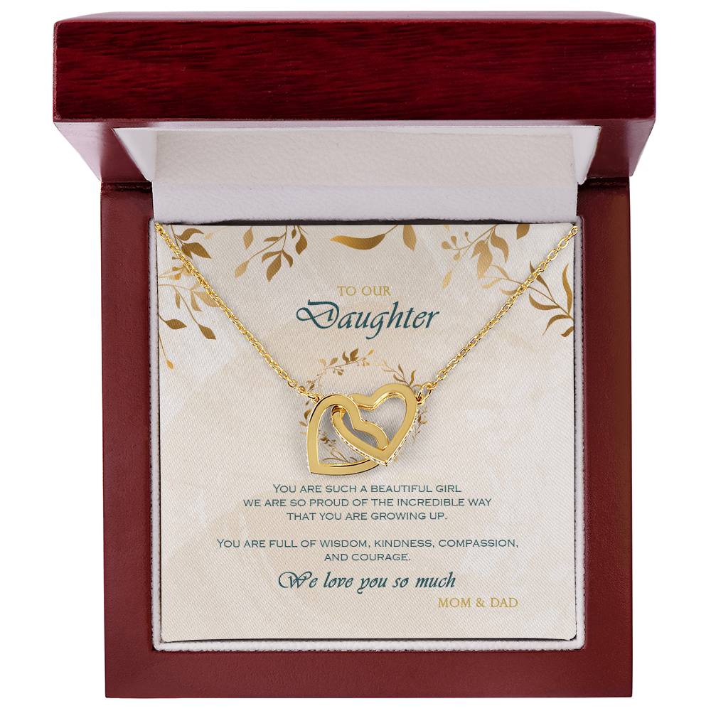 Interlocking Heart Necklace To Your Daughter – From Mom & Dad With Love – Jewelry Gift B1D5T2 Interlocking Hearts Necklace