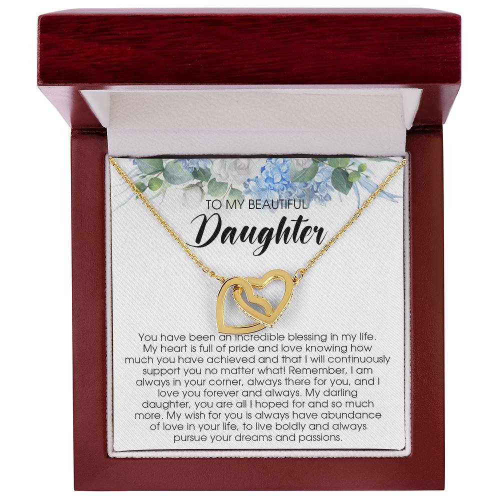 To My Beautiful Daughter Necklace Gift For Daughter From Mom Daughter Necklace Interlocking Hearts Necklace