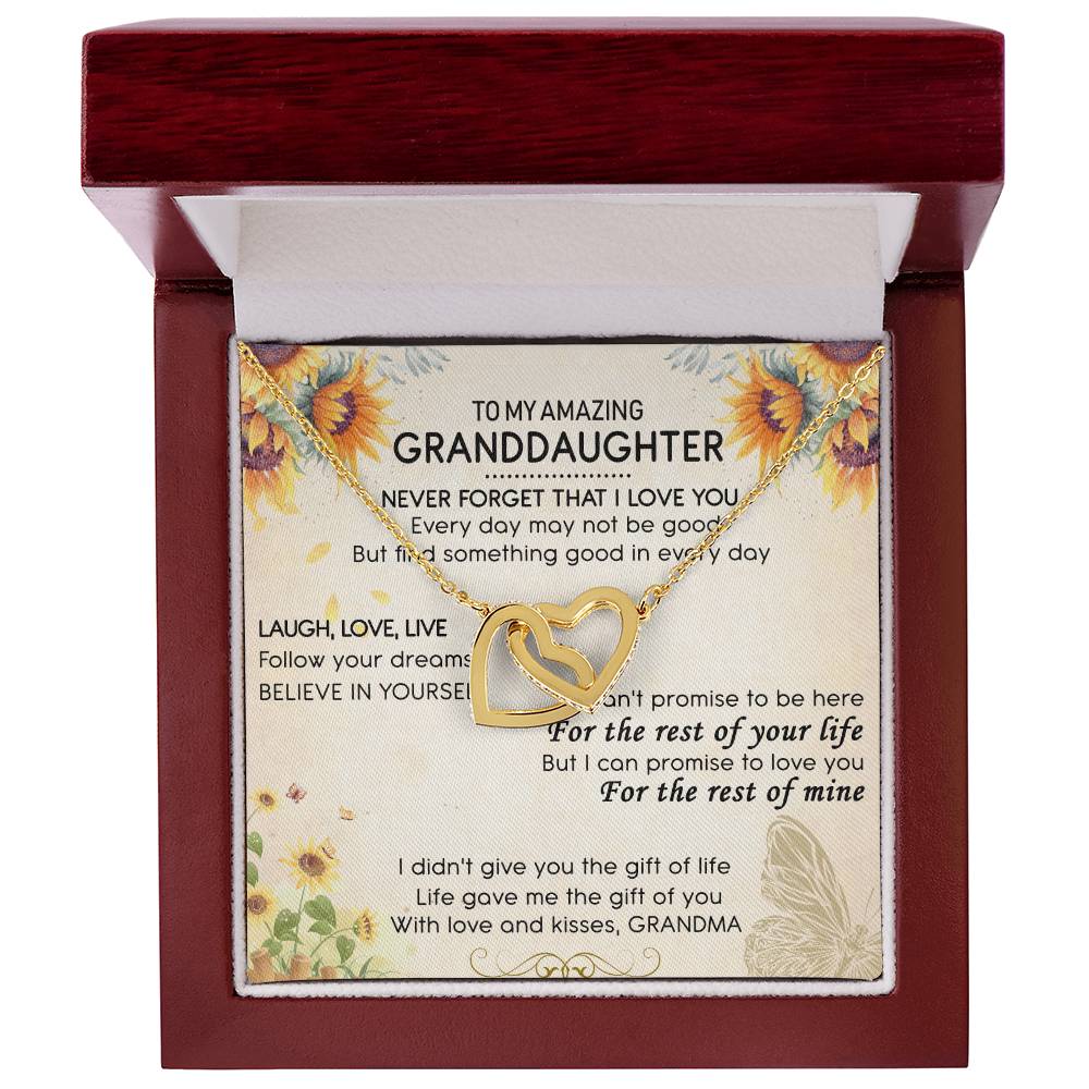 To My Amazing Granddaughter Interlocking Hearts Necklace Message Card