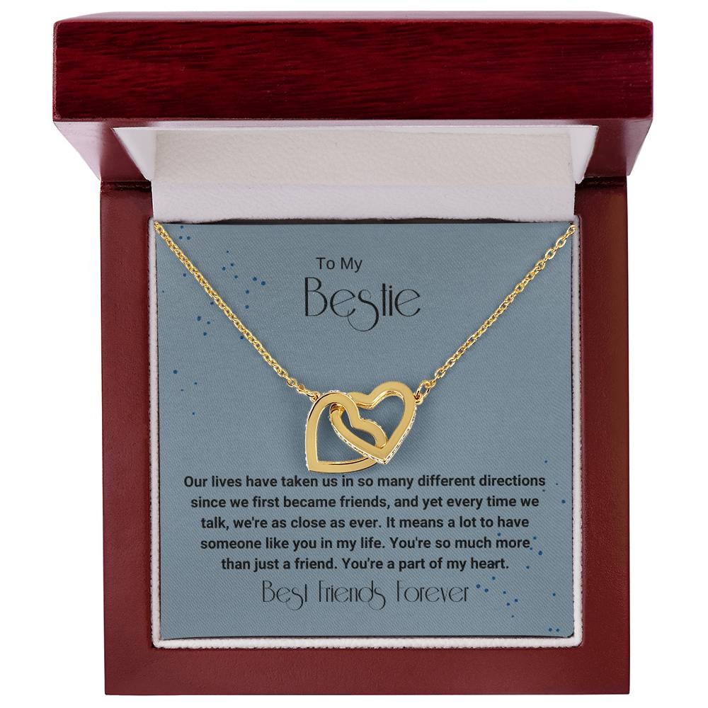 Bestie Different Directions Necklace Interlocking Hearts Necklace
