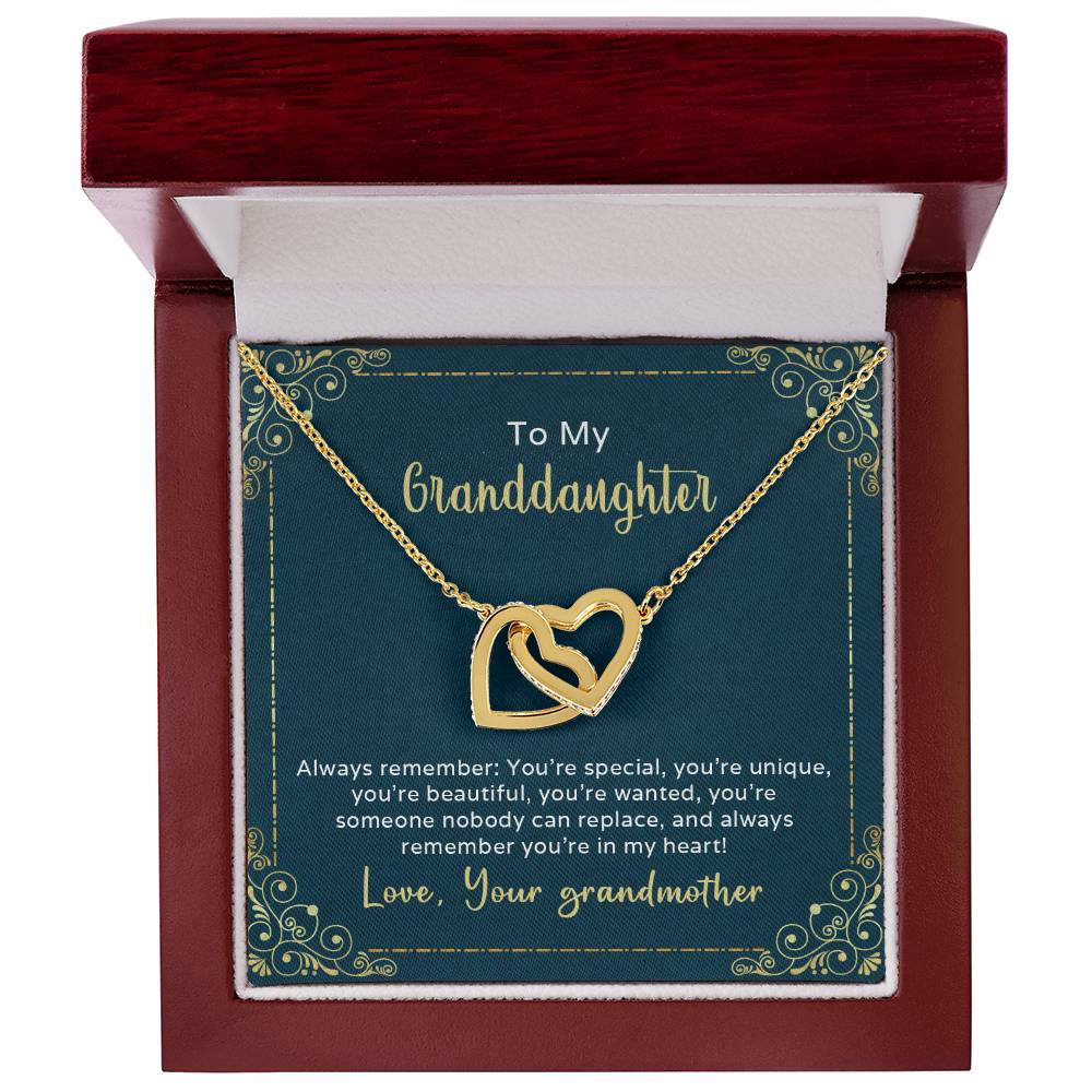 Nobody Can Replace My Granddaughter Heart Necklace Interlocking Hearts Necklace